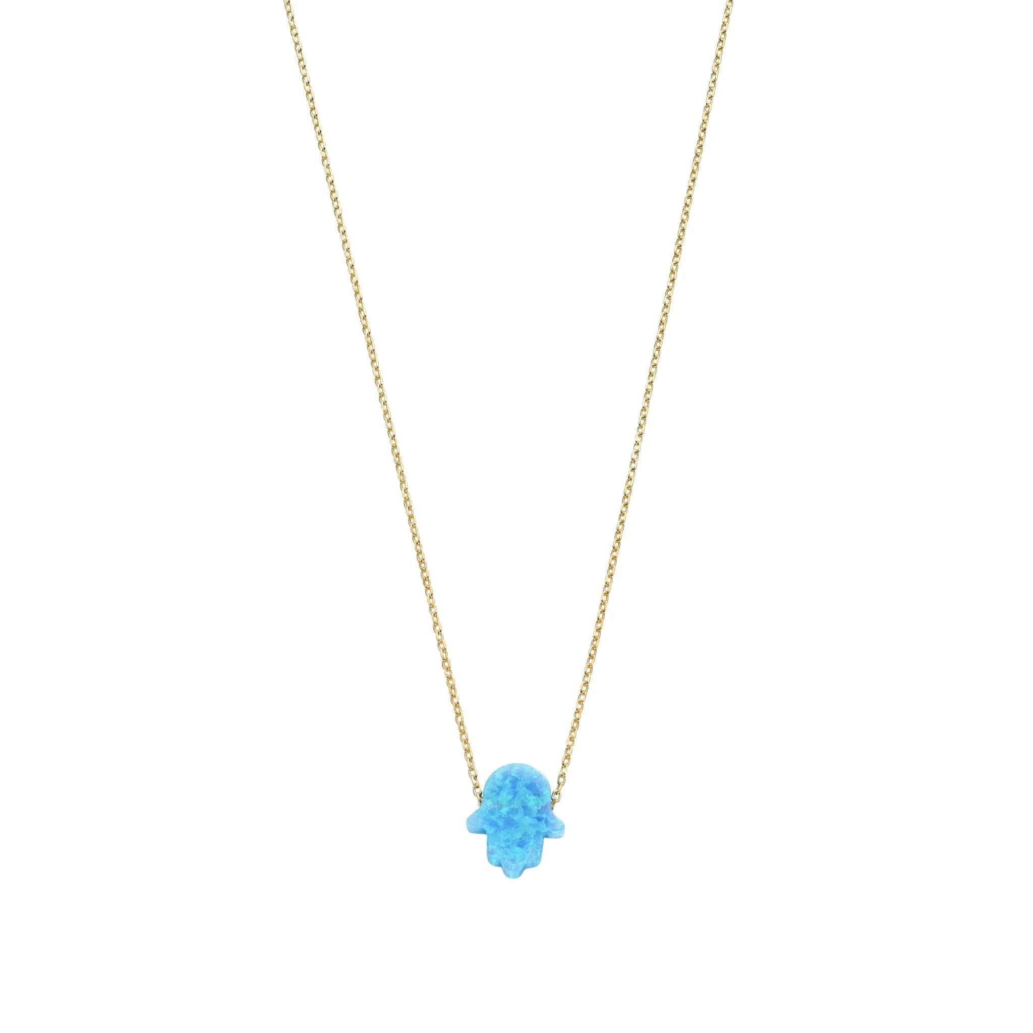 Fatima's hand with opal stone necklace